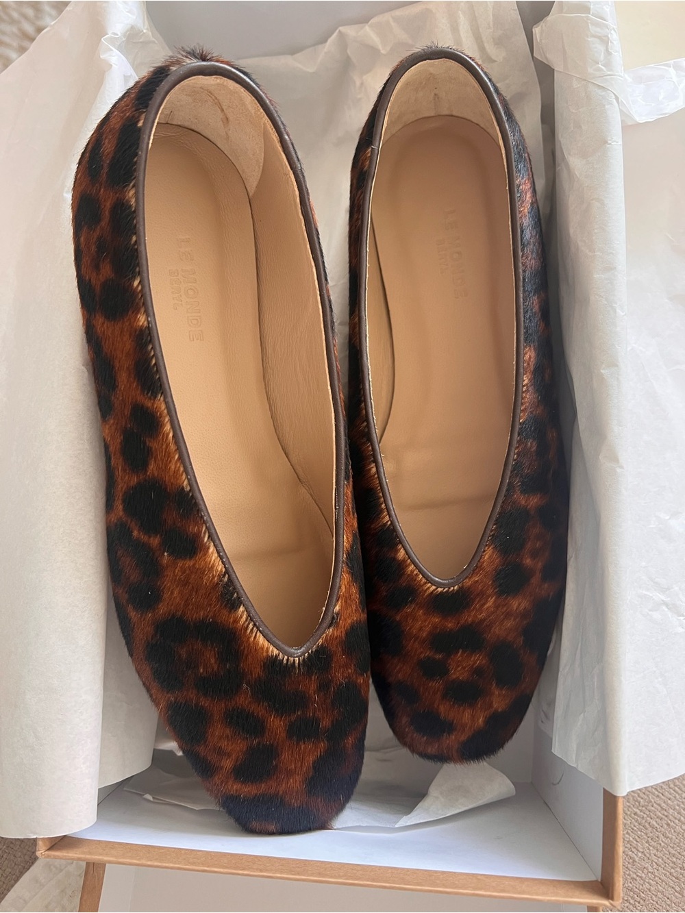 Le Monde Beryl-Leopard Print Ballet Flats - Brown/Black